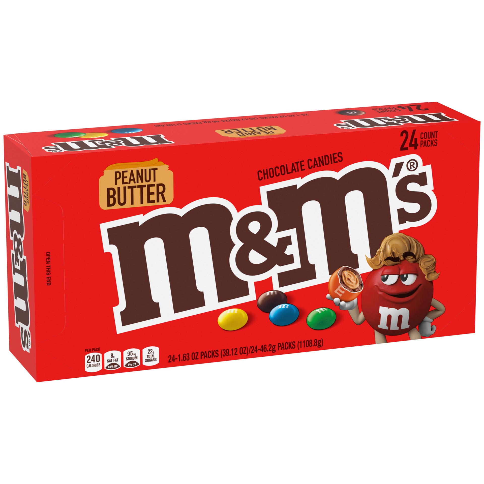slide 1 of 8, M&M's, Peanut Butter Chocolate Candy, 24 ct; 1.63 oz