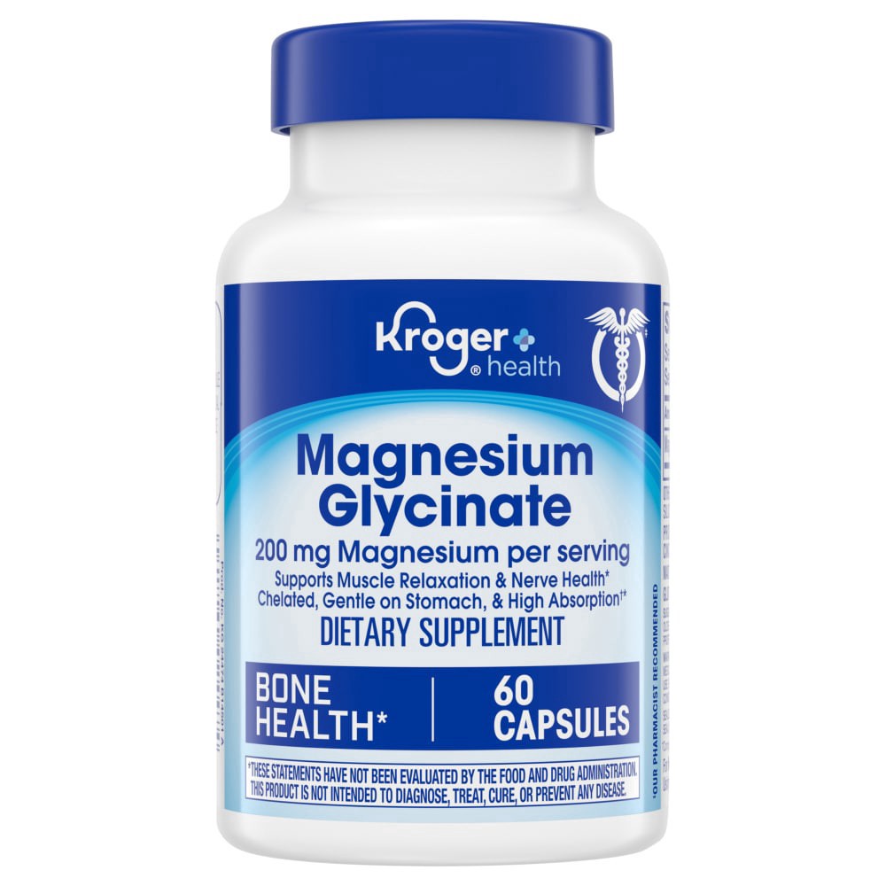 slide 1 of 1, Kroger® Magnesium Glycinate Capsules 200mg, 60 ct