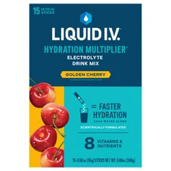 Liquid I.V. Hydration Multiplier Electrolyte Powder Packet Drink Mix, Golden Cherry, 15 Ct