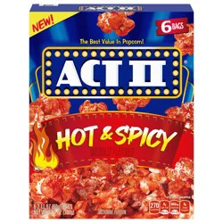 ACT II Hot and Spicy Flavor Microwave Popcorn, 12.7 oz., 6-Count