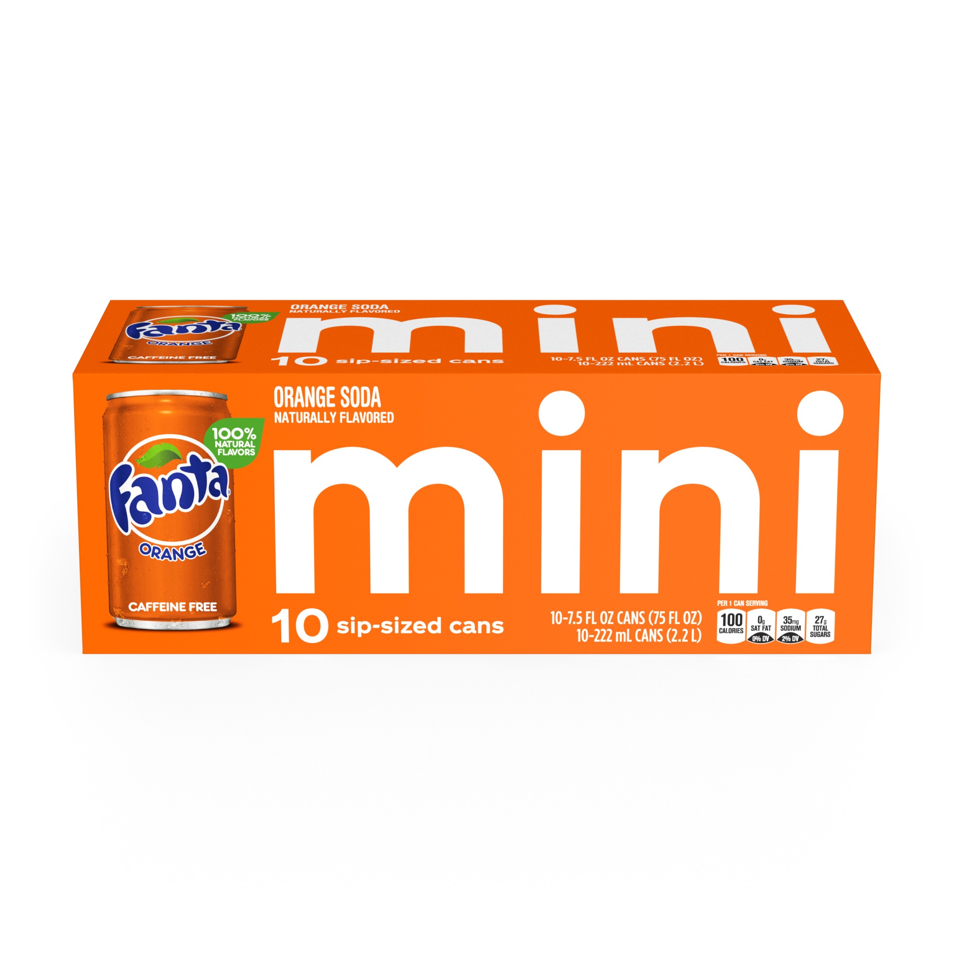 slide 1 of 5, Fanta Orange Soda - 10pk/7.5 fl oz Mini-Cans, 10 ct; 7.5 fl oz