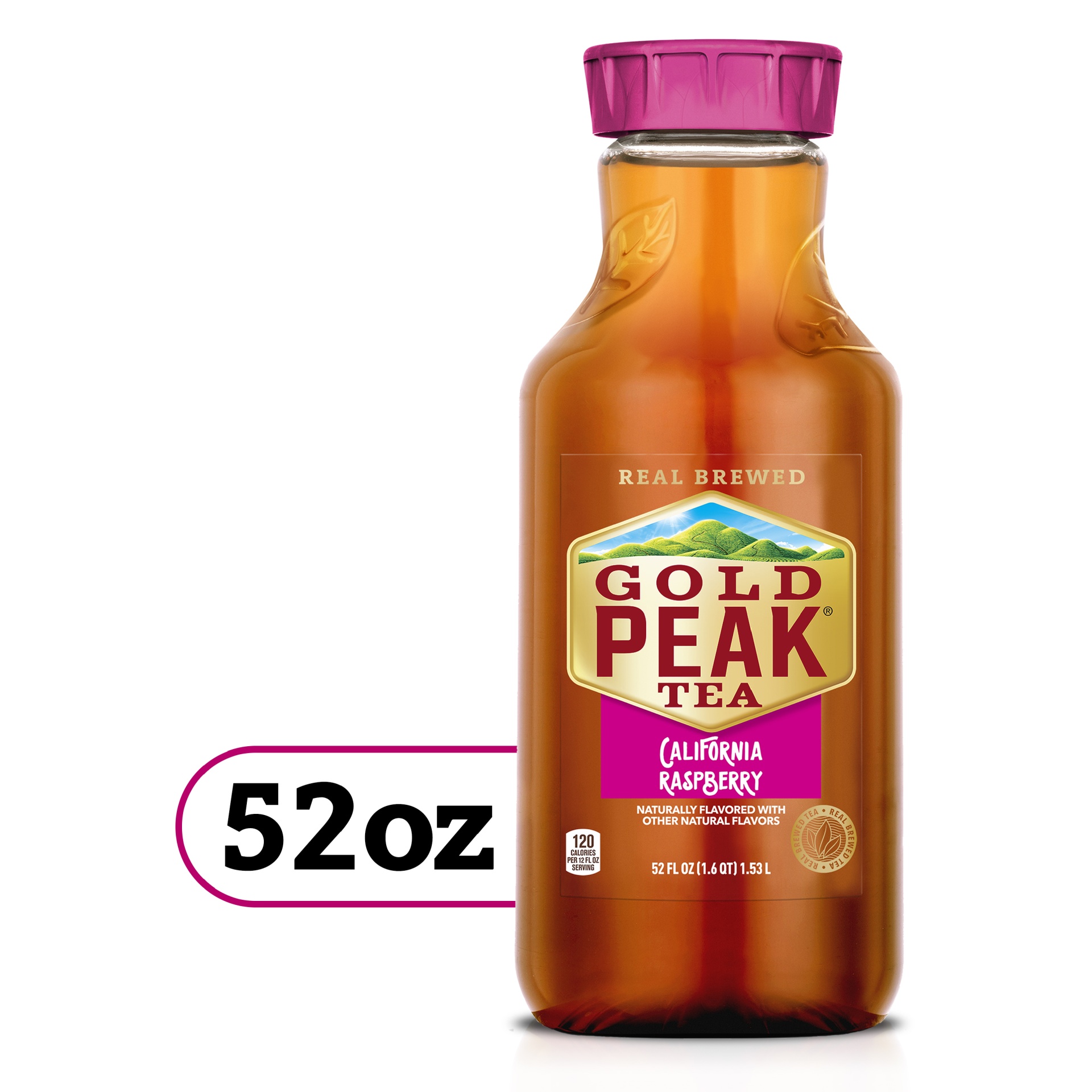 slide 1 of 4, Gold Peak Raspberry Flavored Iced Tea Drink, 52 fl oz