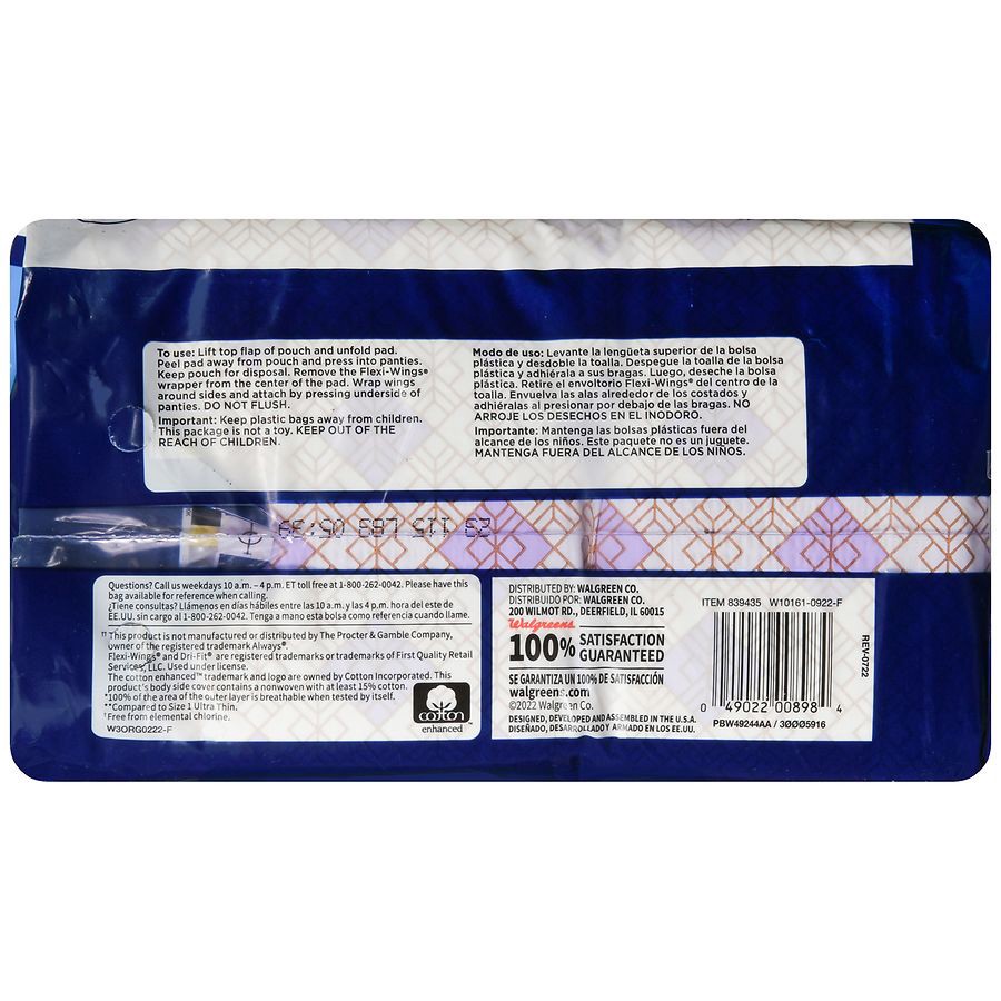 slide 4 of 5, Walgreens Ultra Thin Overnight Pads With Flexi-Wings, 34 ct