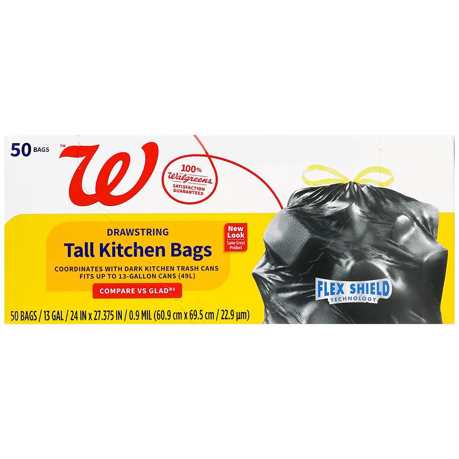 slide 3 of 5, Complete Home Drawstring Flex Shield Kitchen Bags Black, 50 ct