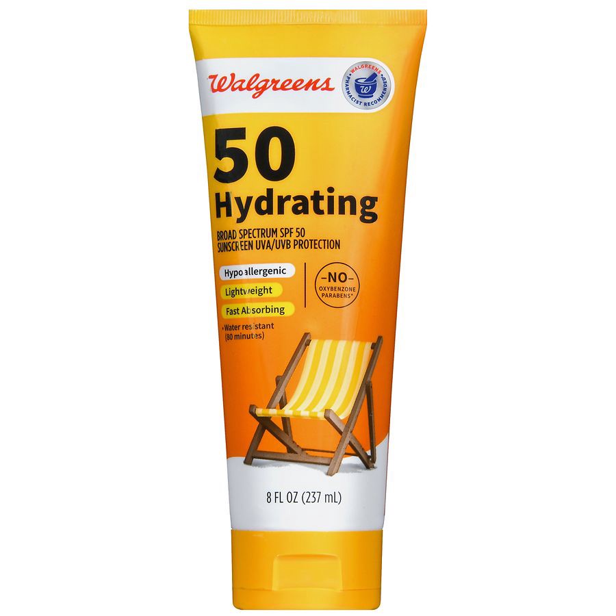 slide 4 of 5, Walgreens SPF 50 Hydrating Broad Spectrum Sunscreen, 8 fl oz