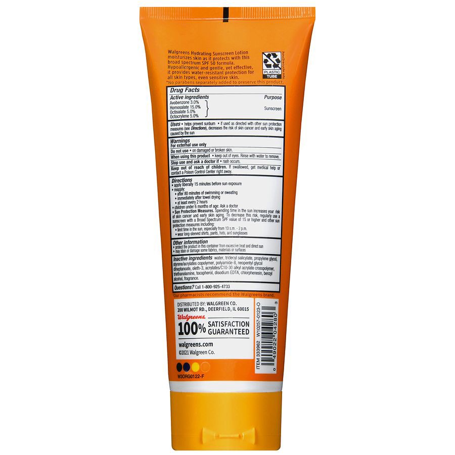 slide 3 of 5, Walgreens SPF 50 Hydrating Broad Spectrum Sunscreen, 8 fl oz