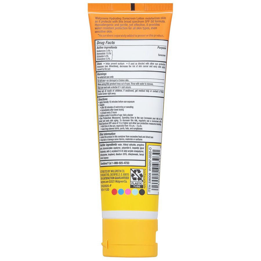 slide 2 of 4, Walgreens Hydrating Sunscreen Lotion SPF 50, 8 fl oz