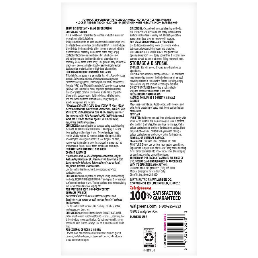 slide 4 of 4, Walgreens Disinfecting Spray, 19 oz