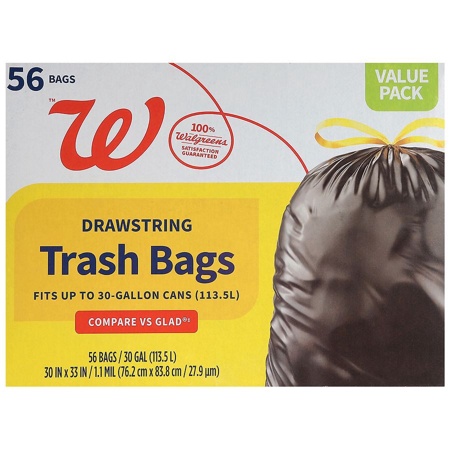 slide 2 of 5, Complete Home Drawstring Trash Bags Mega Pack 30 Gallon, 56 ct