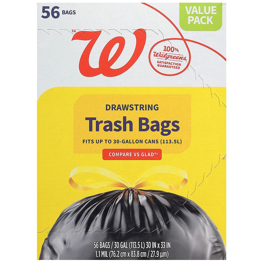 slide 3 of 5, Complete Home Drawstring Trash Bags Mega Pack 30 Gallon, 56 ct