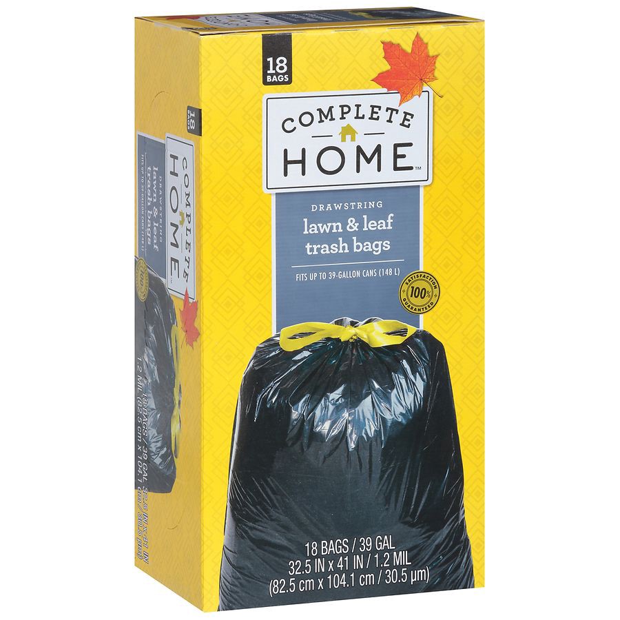 slide 3 of 5, Complete Home Drawstring Lawn & Leaf Trash Bags 39 Gallon, 18 ct