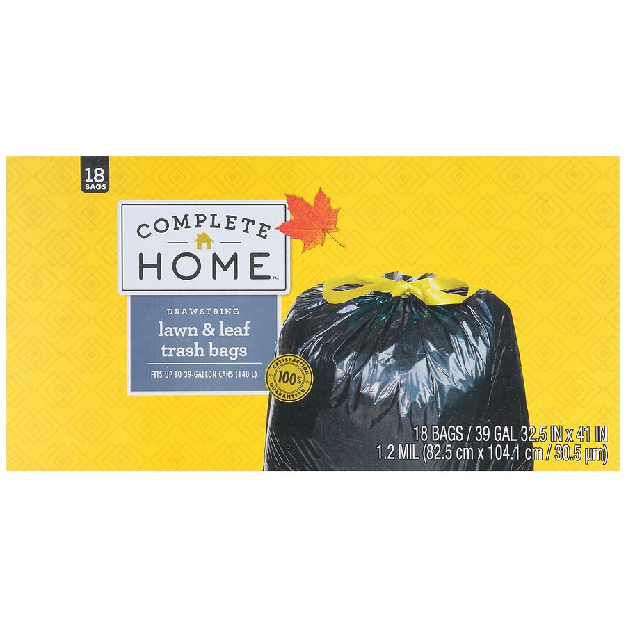 slide 2 of 5, Complete Home Drawstring Lawn & Leaf Trash Bags 39 Gallon, 18 ct