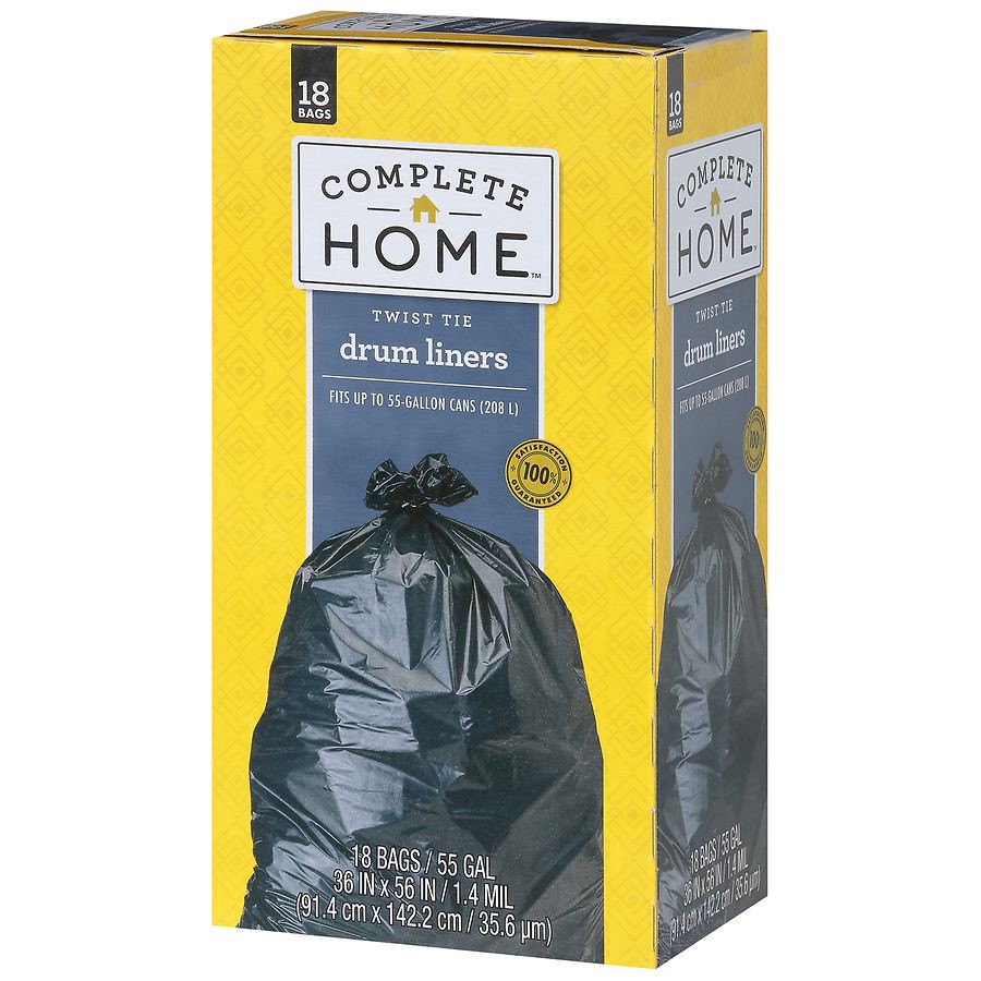 slide 3 of 5, Complete Home Twist Tie Drum Liners, 18 ct