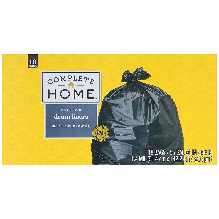 slide 4 of 5, Complete Home Twist Tie Drum Liners, 18 ct