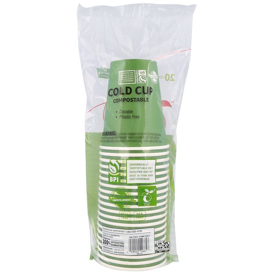 slide 3 of 5, Complete Home Compostable Clear Cups 12 oz, 20 ct