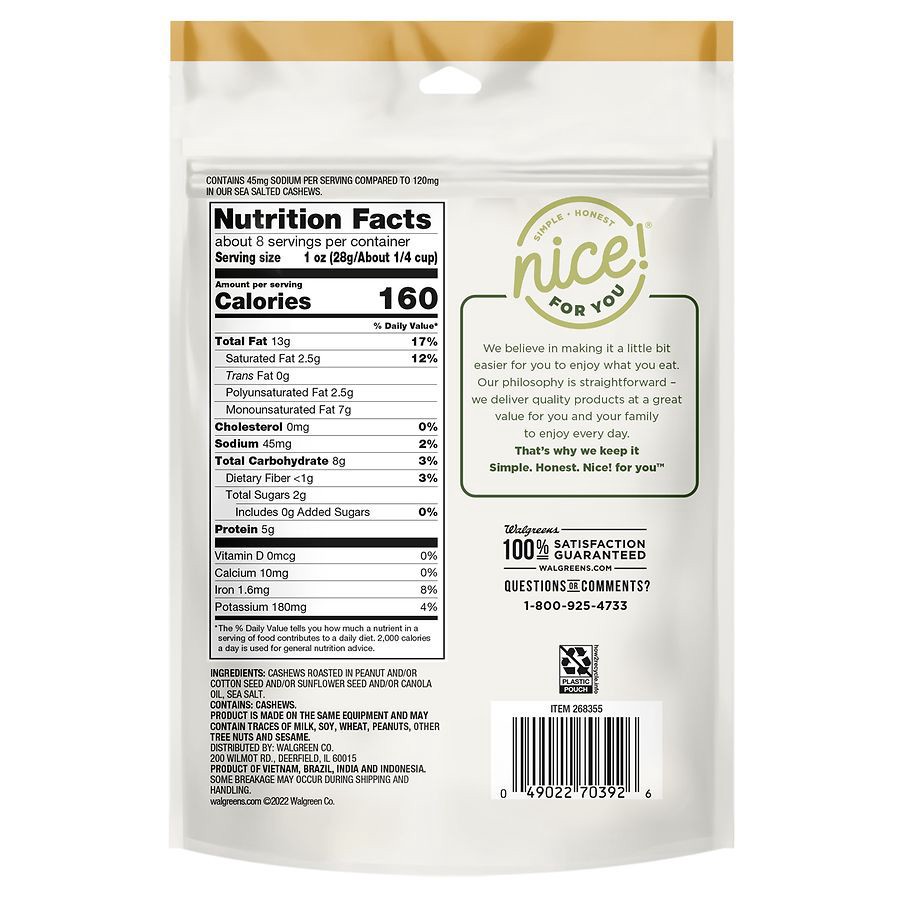 slide 3 of 5, Nice! Roasted Cashew Halves & Pieces Sea Salt, 8 oz