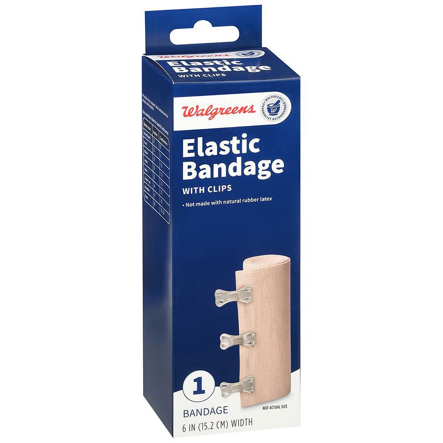 slide 2 of 3, Walgreens Elastic Bandage With Clips 6 Inch, 1 ct