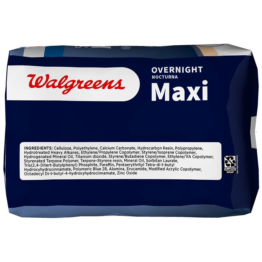 slide 4 of 5, Walgreens Maxi Pads, Overnight, Wingless Size 4 (ct. 28), 28 ct