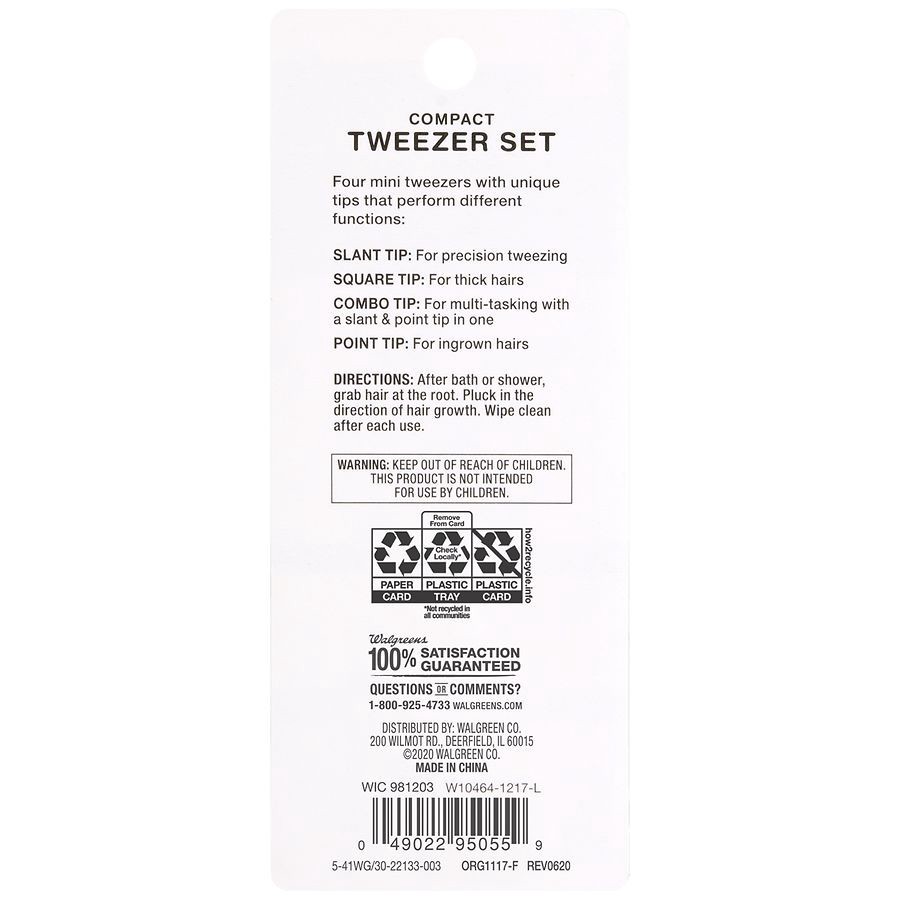 slide 2 of 3, Walgreens Beauty Compact Tweezer Set, 4 ct
