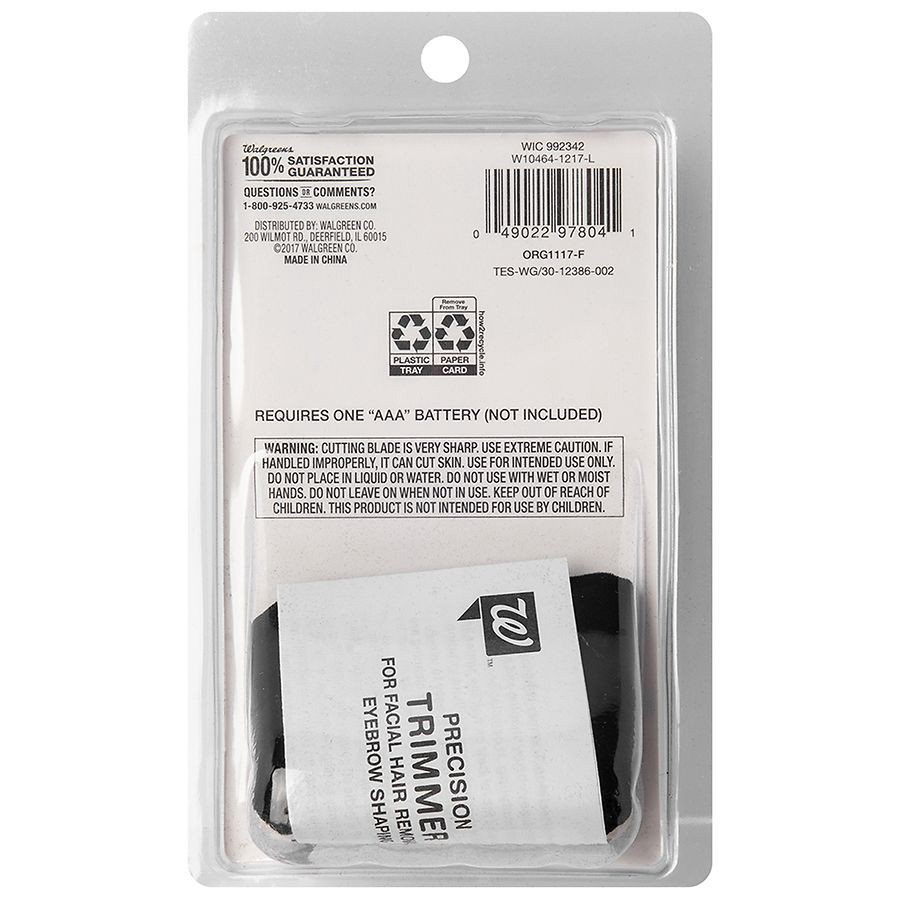 slide 2 of 2, Walgreens Beauty Facial Hair Removing & Eyebrow Shaping Precision Trimmer, 1 ct