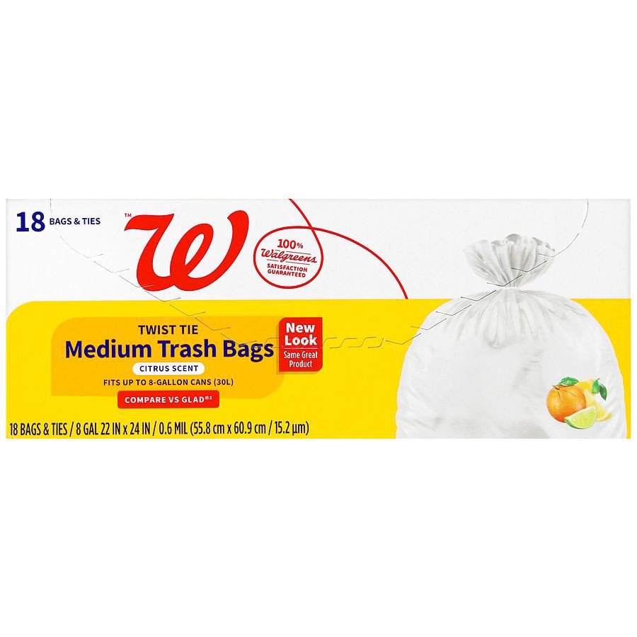slide 2 of 5, Complete Home Twist Tie Trash Bags Medium, White, 18 ct