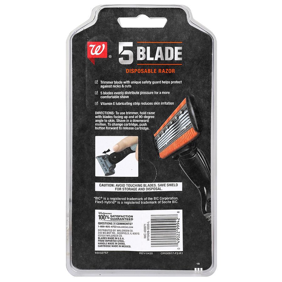 slide 3 of 5, Walgreens Men's 5 Blade Crossover Disposable Razor, 4 ct