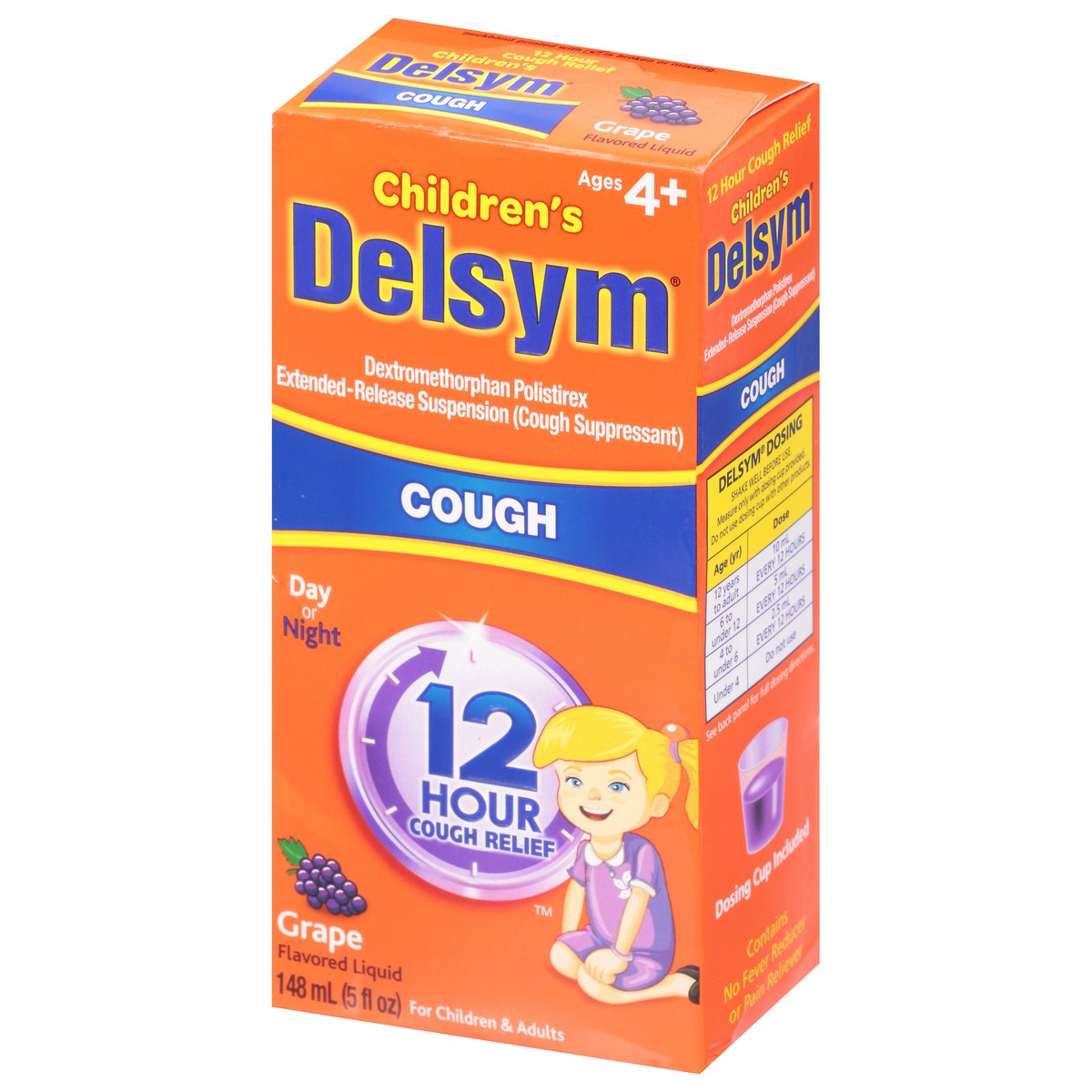 slide 3 of 9, Delsym Childrens Grape Cough Relief Liquid - 5 Fl. Oz., 5 fl oz