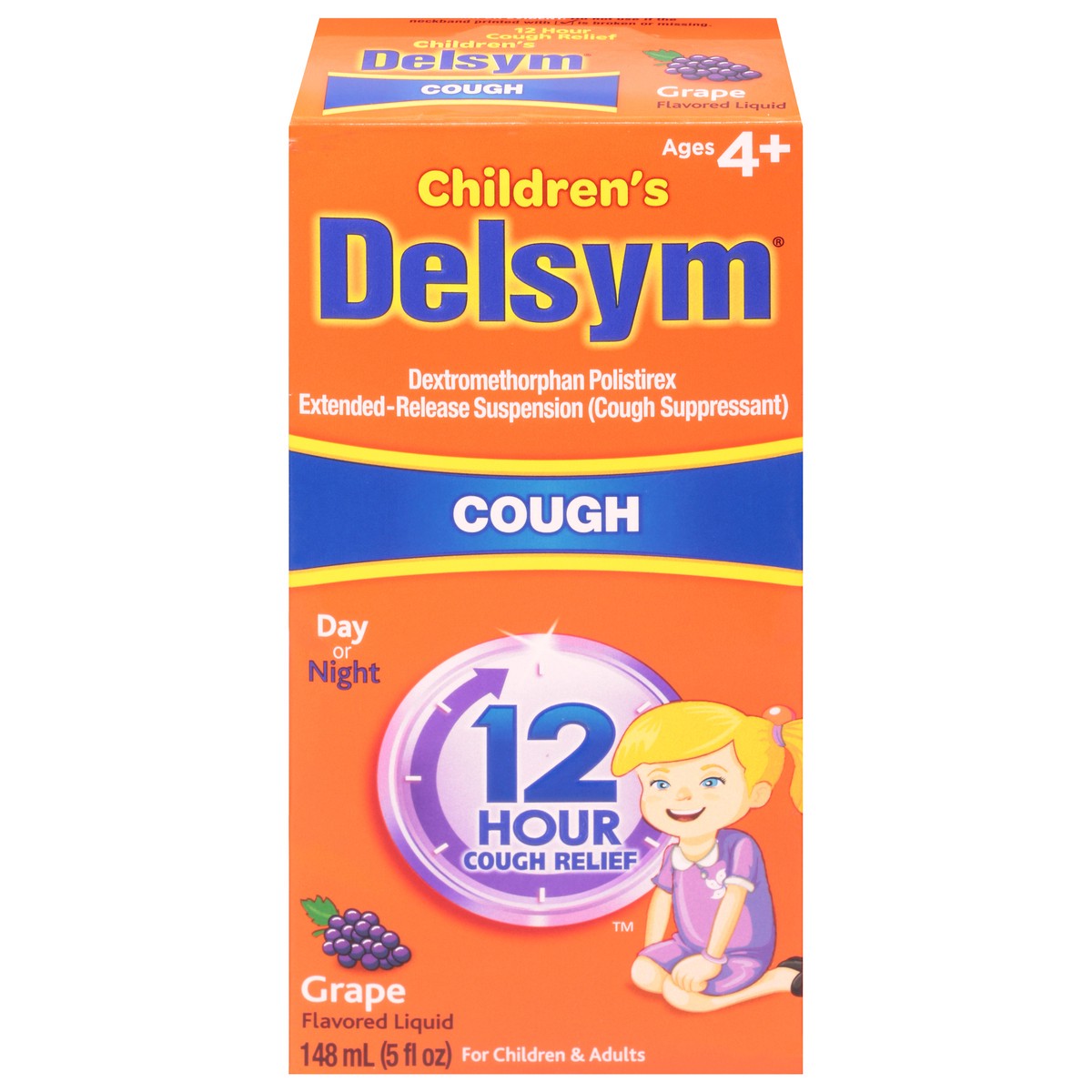 slide 1 of 9, Delsym Childrens Grape Cough Relief Liquid - 5 Fl. Oz., 5 fl oz