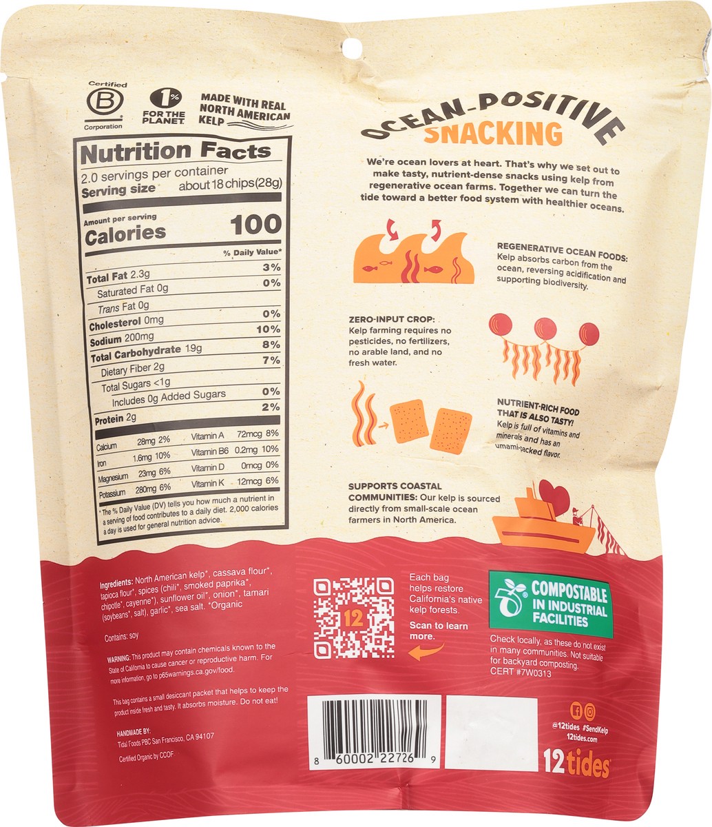 slide 6 of 12, 12 Tides Organic Chili Pepper Puffed Kelp Chips 2 oz, 2 oz