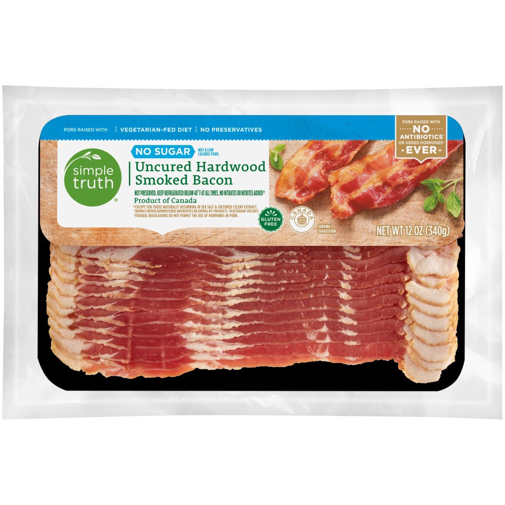 slide 2 of 2, Simple Truth No Sugar Uncured Hardwood Smoked Bacon, 12 oz