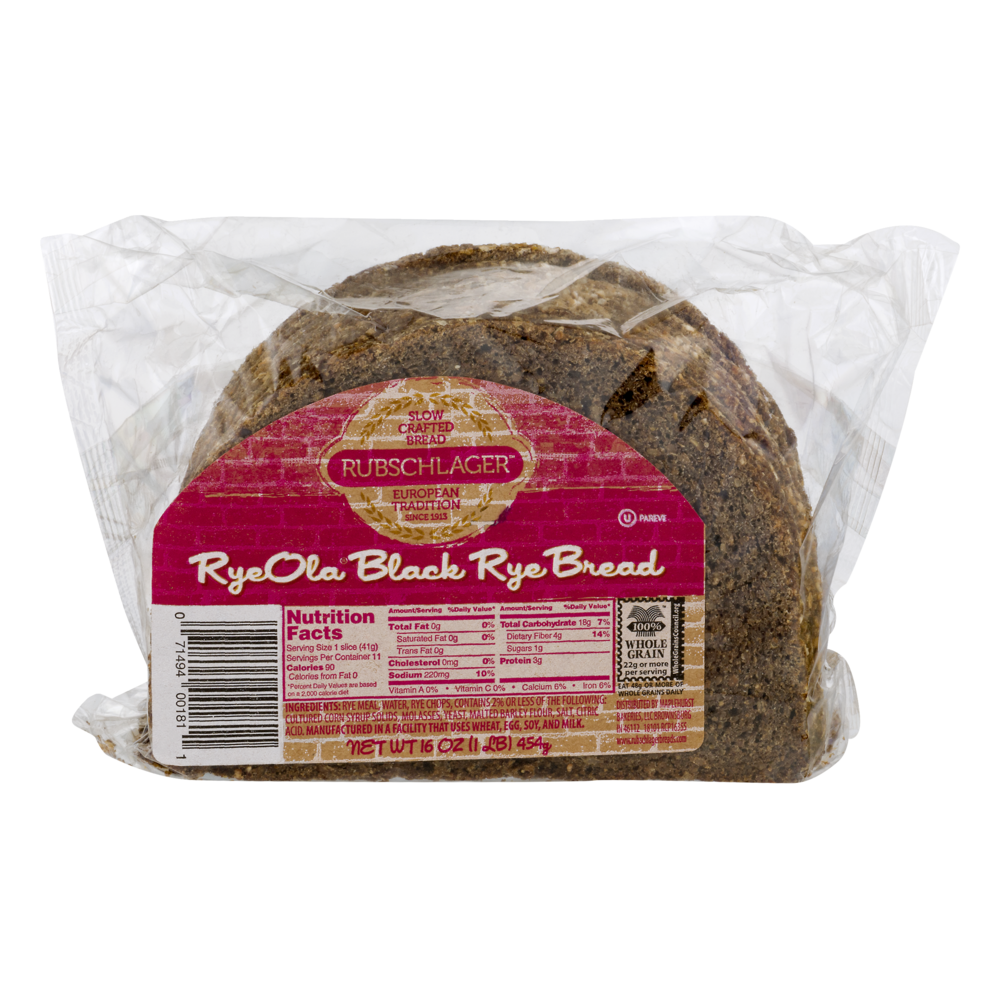 slide 1 of 1, Rubschlager Ryeola Whole Grain Black Rye Bread, 16 oz