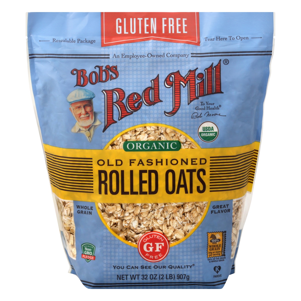 slide 1 of 1, Bob's Red Mill Gluten Free Organic Old Fashioned Rolled Oats - 32oz, 32 oz