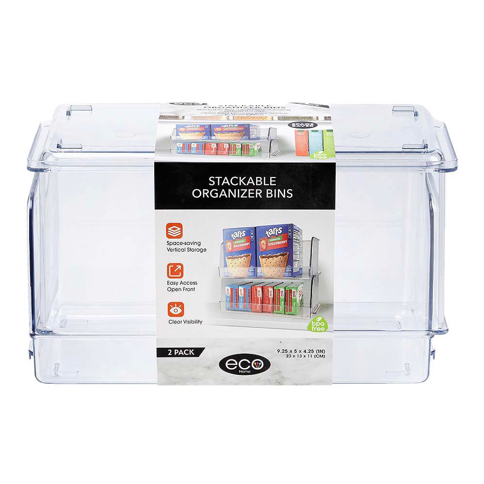 slide 1 of 1, Eco Home Stackable Organizer Bins, 2 Pk, 9.25 in x 5 in x 4.25 in