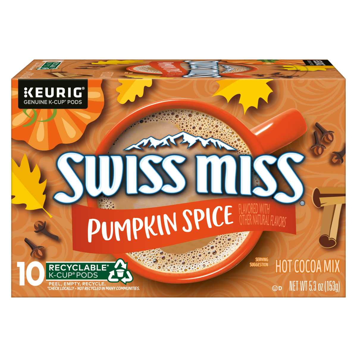 slide 1 of 17, Swiss Miss Pumpkin Spice Hot Cocoa, Single Serve Keurig K-Cup Pods, Hot Cocoa- 10 ct, 10 ct