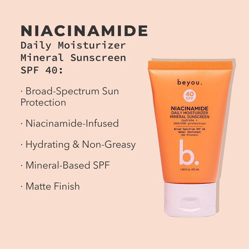 slide 3 of 8, Beyou. Hydrating Niacinamide Daily Moisturizer Mineral Face Sunscreen - SPF 40 - 1.69 fl oz, 1.69 fl oz