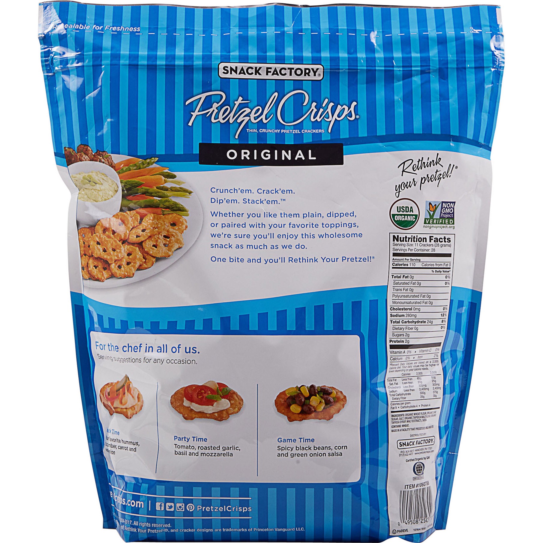 slide 2 of 2, Snack Factory Organic Original Pretzel Crisps, 28 oz, 