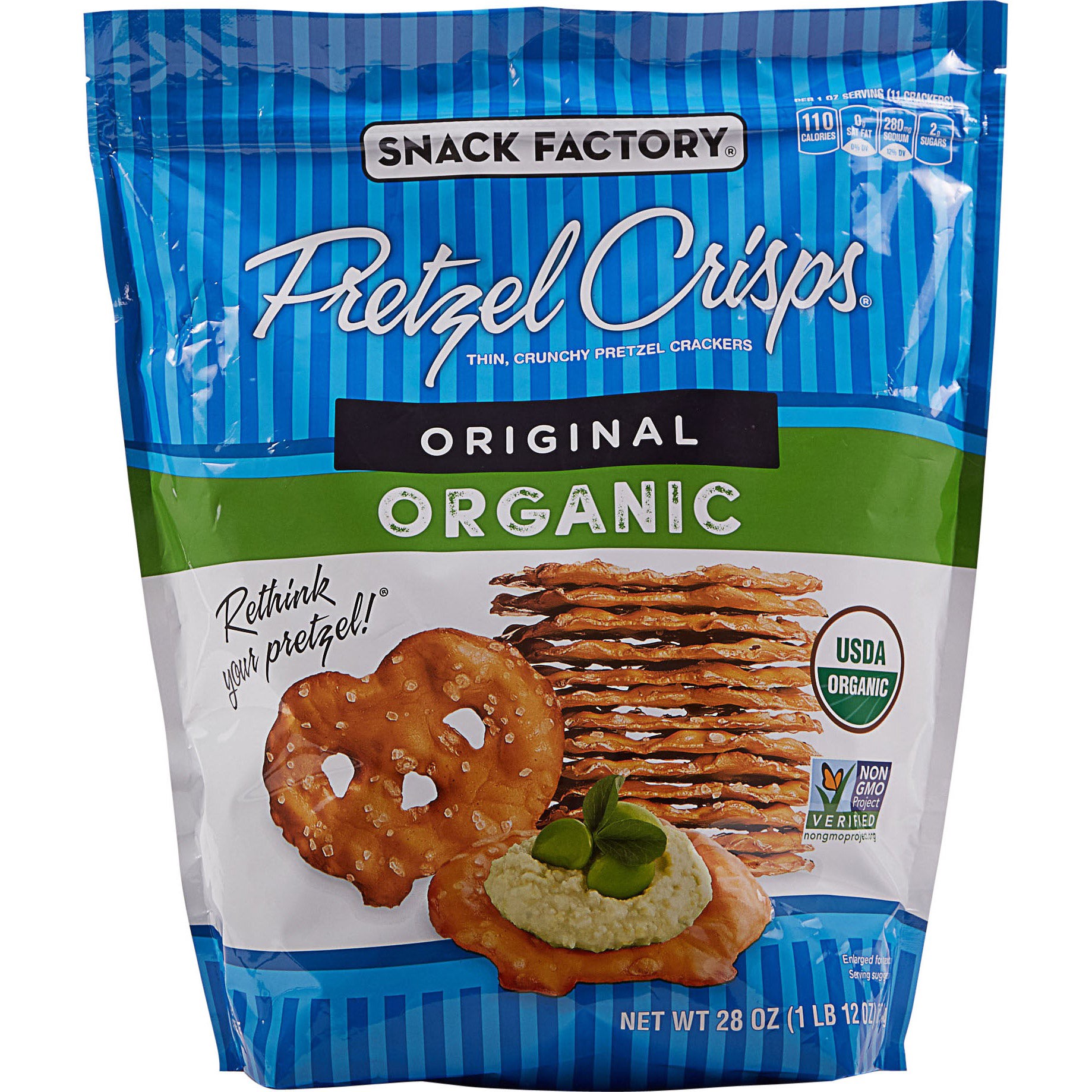 slide 1 of 2, Snack Factory Organic Original Pretzel Crisps, 28 oz, 