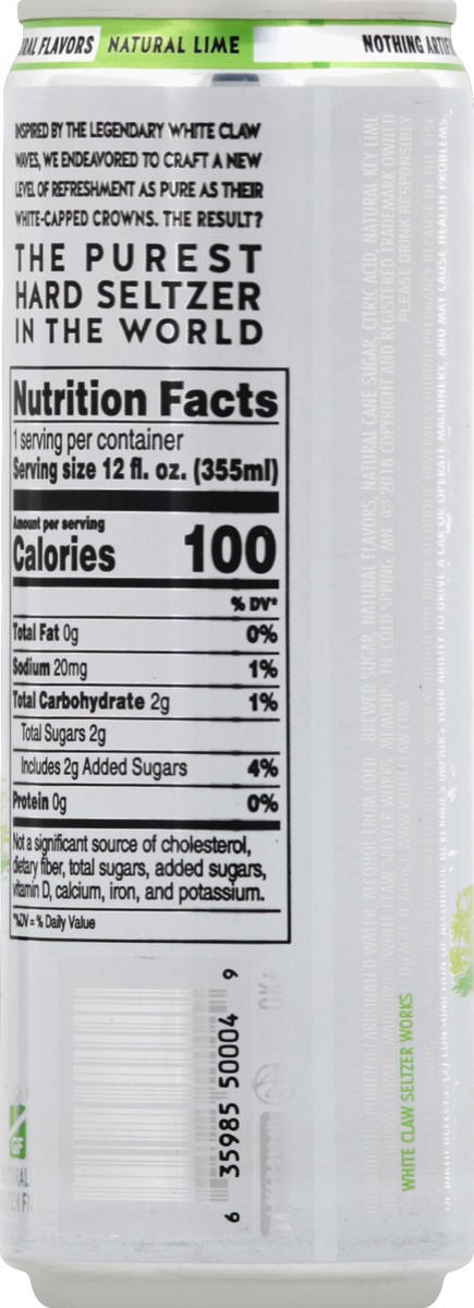 slide 6 of 6, White Claw Hard Seltzer, Natural Lime, 12 oz