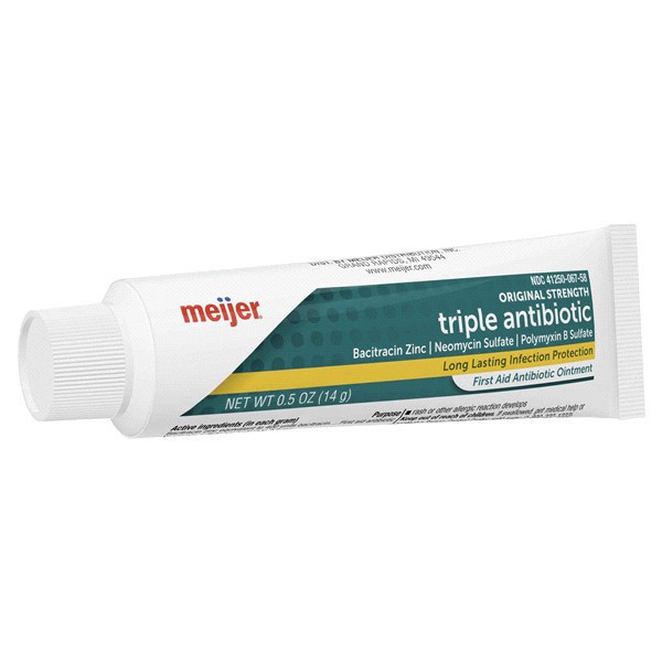 slide 4 of 25, Meijer First Aid Triple Antibiotic Ointment, Treats Minor Cuts, Scrapes and Burns, 0.5 oz