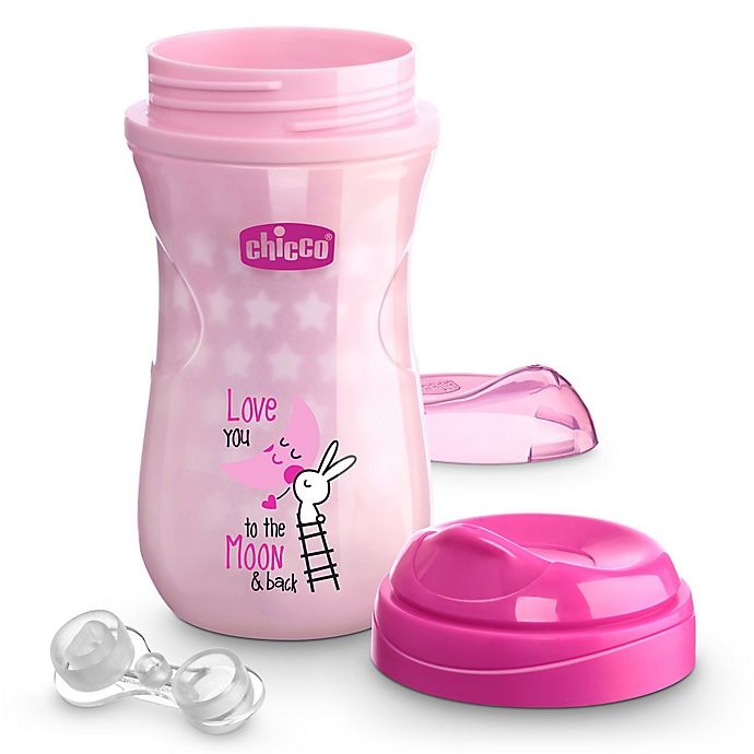 slide 3 of 9, Chicco Glow - the Dark Rim-Spout Trainer Sippy Cup - Pink, 9 oz