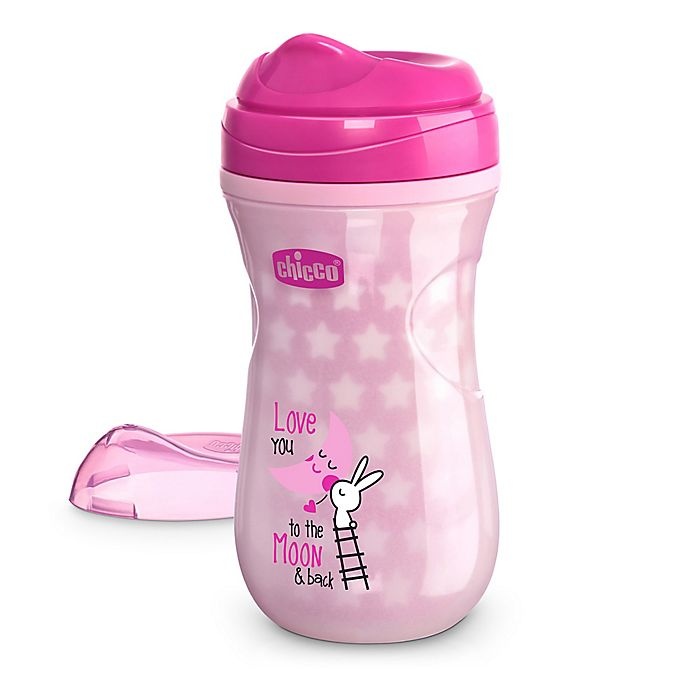 slide 1 of 9, Chicco Glow - the Dark Rim-Spout Trainer Sippy Cup - Pink, 9 oz