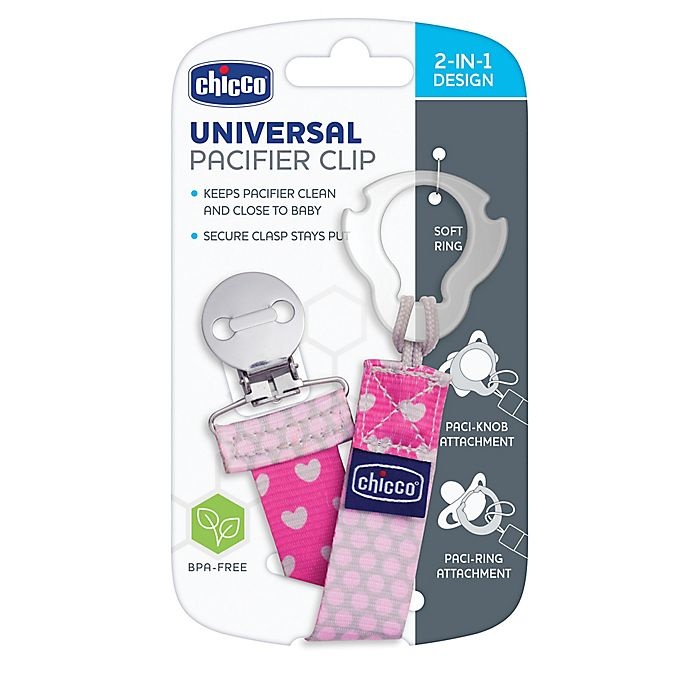 slide 2 of 4, Chicco Universal Two - One Pacifier Clip/Holder - Pink, 1 ct