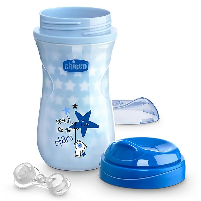 slide 3 of 10, Chicco Glow - the Dark Rim-Spout Trainer Sippy Cup - Blue/Teal, 9 oz