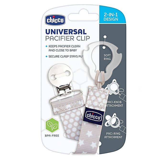 slide 3 of 4, Chicco Universal Two - One Pacifier Clip/Holder - Grey, 1 ct