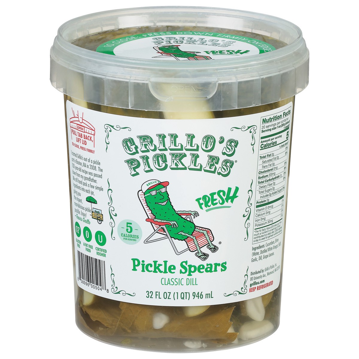 slide 1 of 9, Grillo's Pickles Italian Dill Pickle Spears, 32 oz