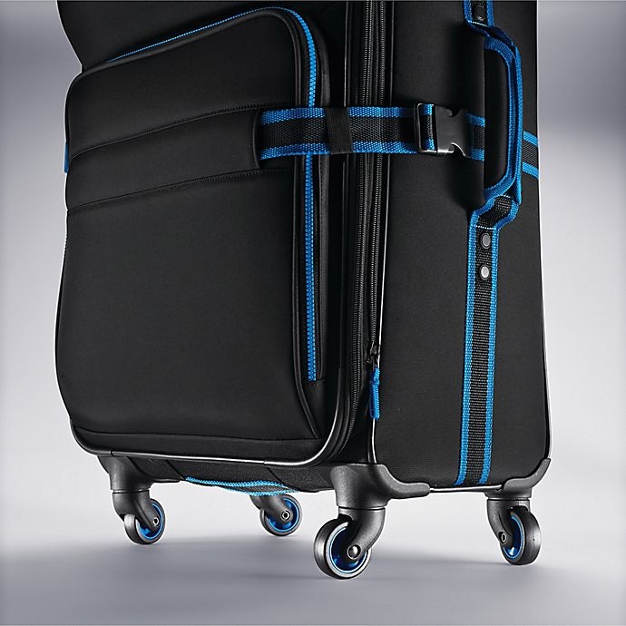 slide 5 of 6, American Tourister Exo Eclipse Spinner Checked Luggage - Black/Blue, 29 in