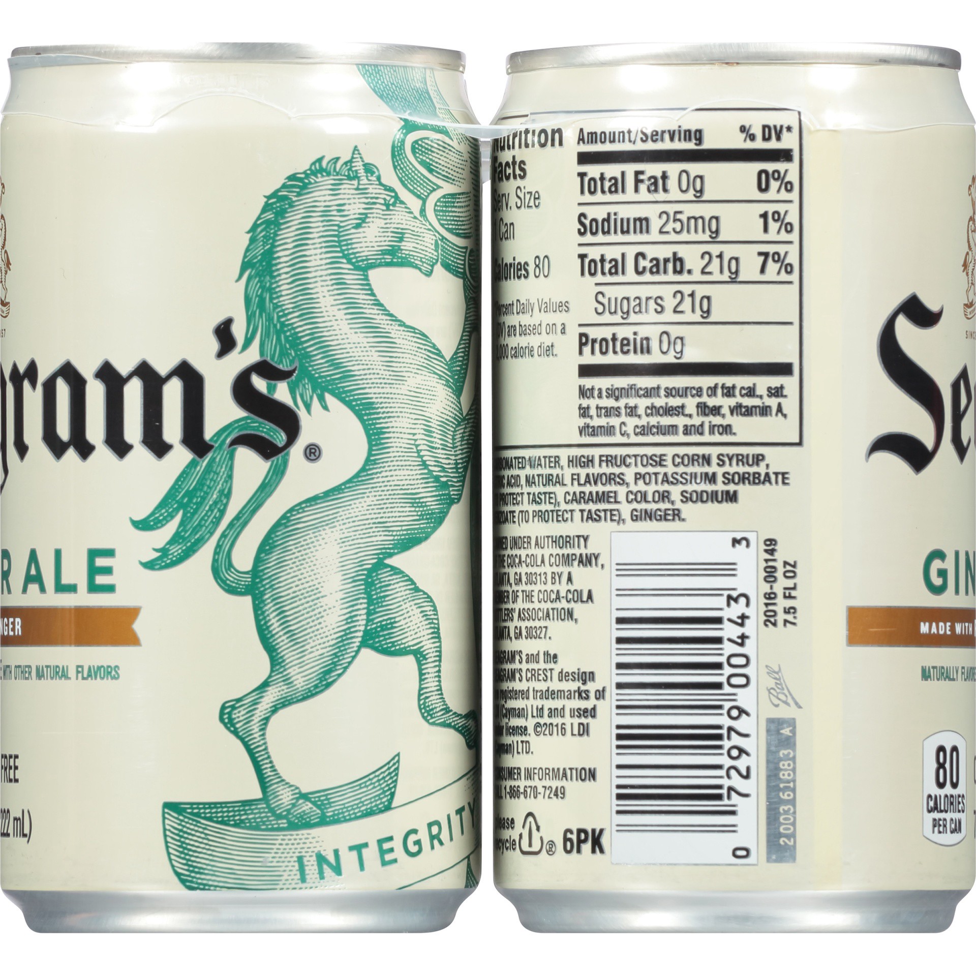 slide 2 of 16, Seagram's Ginger Ale Mini Cans, 6 ct; 7.5 fl oz
