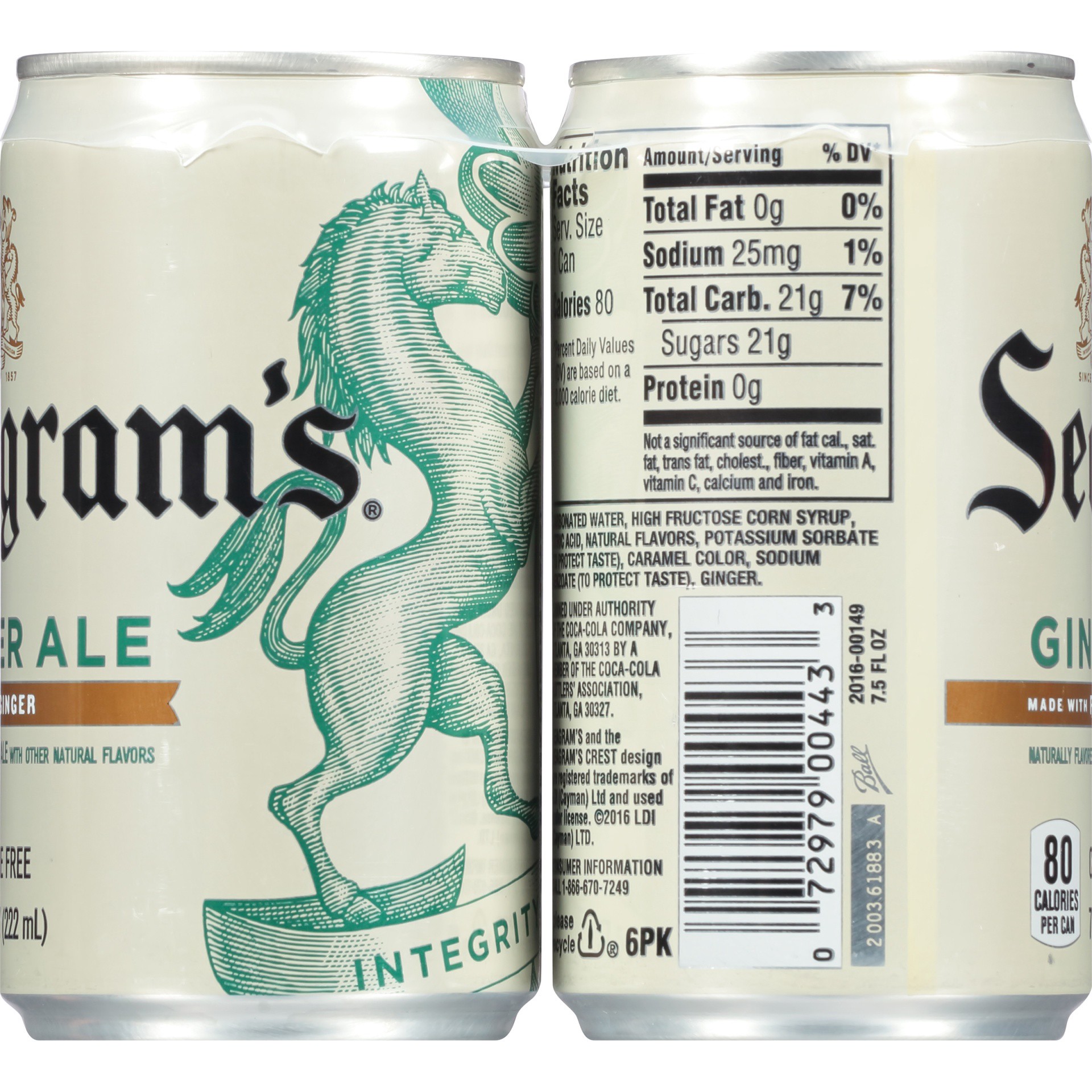 slide 7 of 16, Seagram's Ginger Ale Mini Cans, 6 ct; 7.5 fl oz