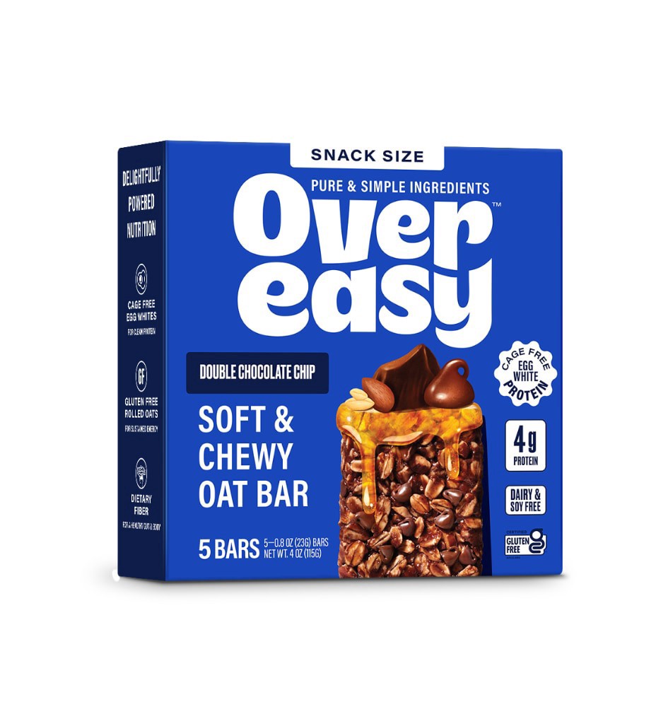 slide 1 of 5, Over Easy Double Chocolate Chip Soft & Chewy Oat Bar, 5 ct