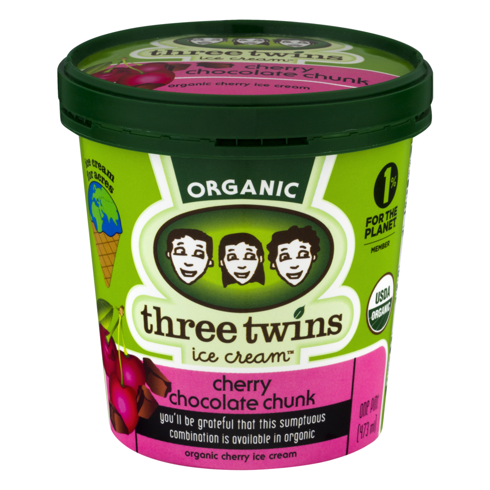 slide 1 of 1, Three Twins ice cream organic cherry chocolate chunk, 16 fl oz